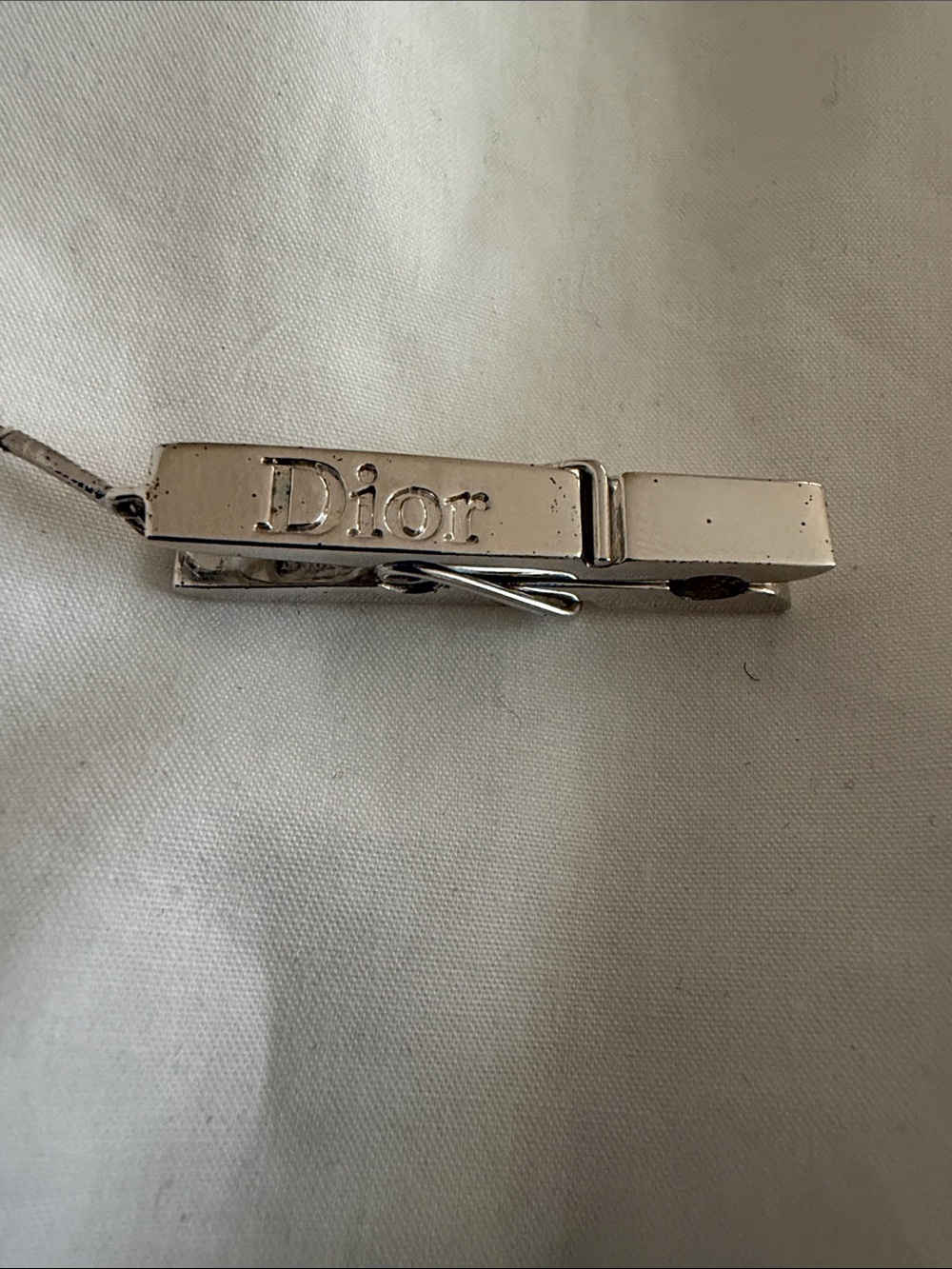 Vintage Dior Silver Tone Snake Chain Accessory Necklace Signed Clip Rare
